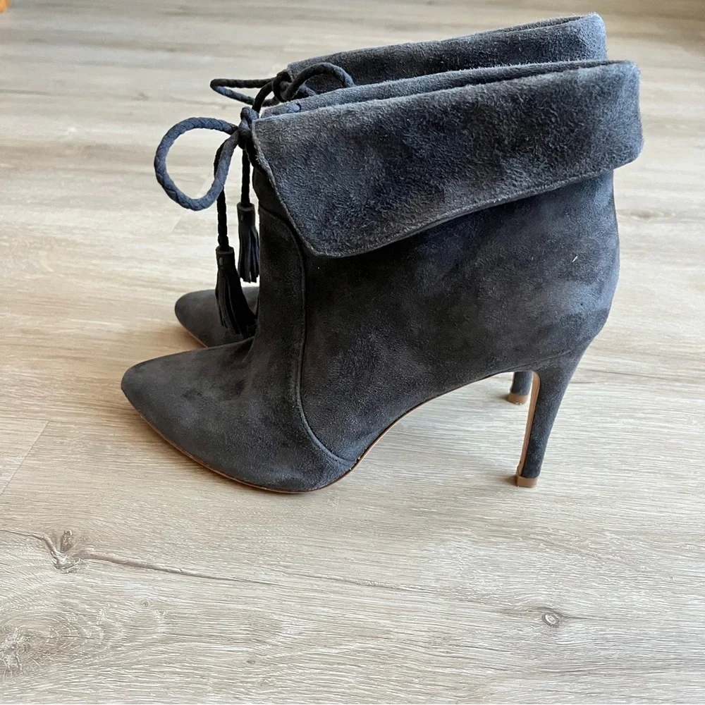 Joie Ciera Bootie Graphite Gray Suede Leather Womens size 38.5EU 8US